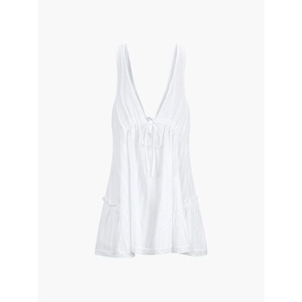Commense White Plunge Neck Sleeveless Mini Dress Beach Summer Casual Wear M - Picture 10 of 11